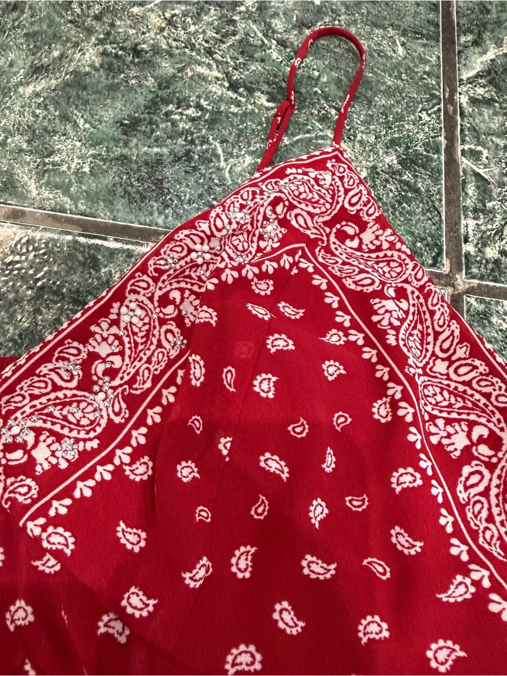 Set! Women's Flyaway Bandana Tank Top & Skirt- Wild Fable Red Paisley XL NWT - Picture 9 of 16